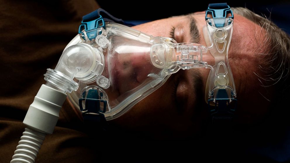 PHOTO: A man wears a mask for the treatment of sleep apnea in an undated stock photo.