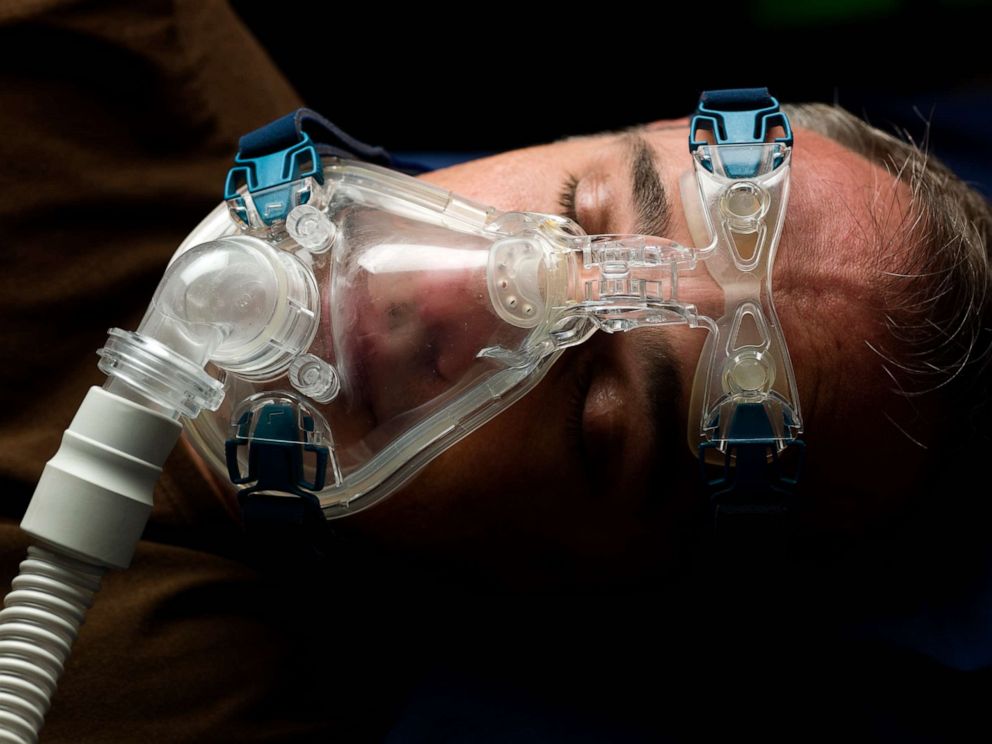 PHOTO: A man wears a mask for the treatment of sleep apnea in an undated stock photo.