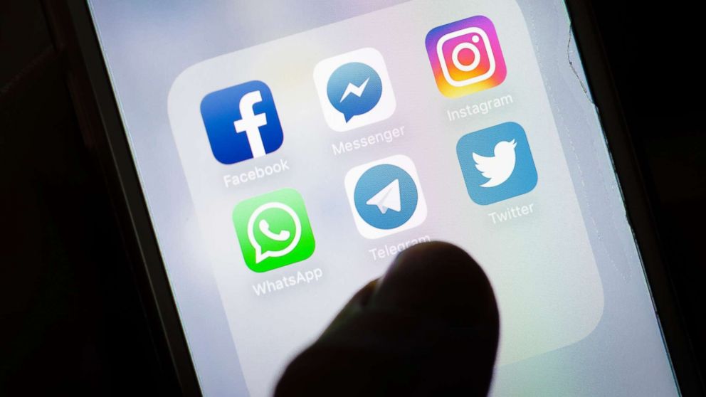 PHOTO: The apps of social media networks WhatsApp, Facebook, Instagram, Twitter, Telegram, Messenger are displayed on a smartphone in this photo illustration, Feb. 12, 2018 in Berlin, Germany.
