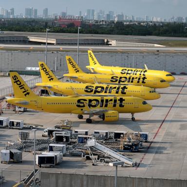 PHOTO: Spirit Airlines planes are parked on the tarmac at the Fort Lauderdale-Hollywood International Airport on May 2, 2026, in Fort Lauderdale, Fla.