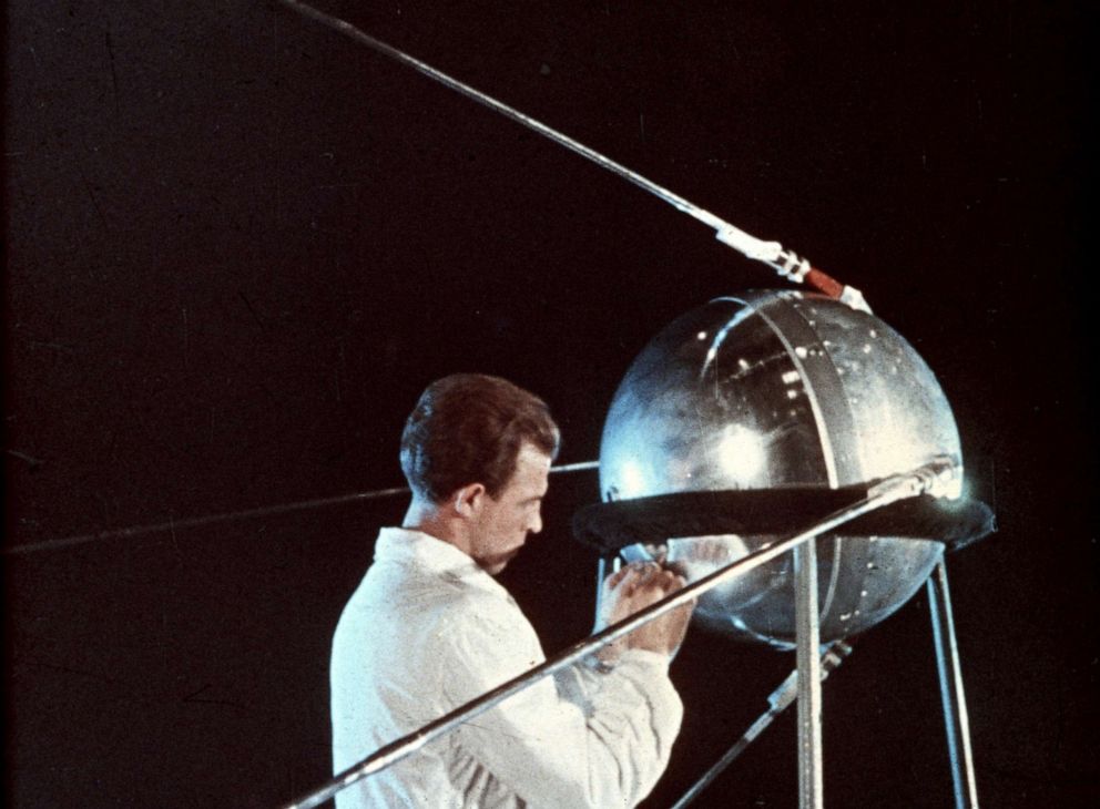 PHOTO: A Soviet technician works on sputnik 1, in 1957.