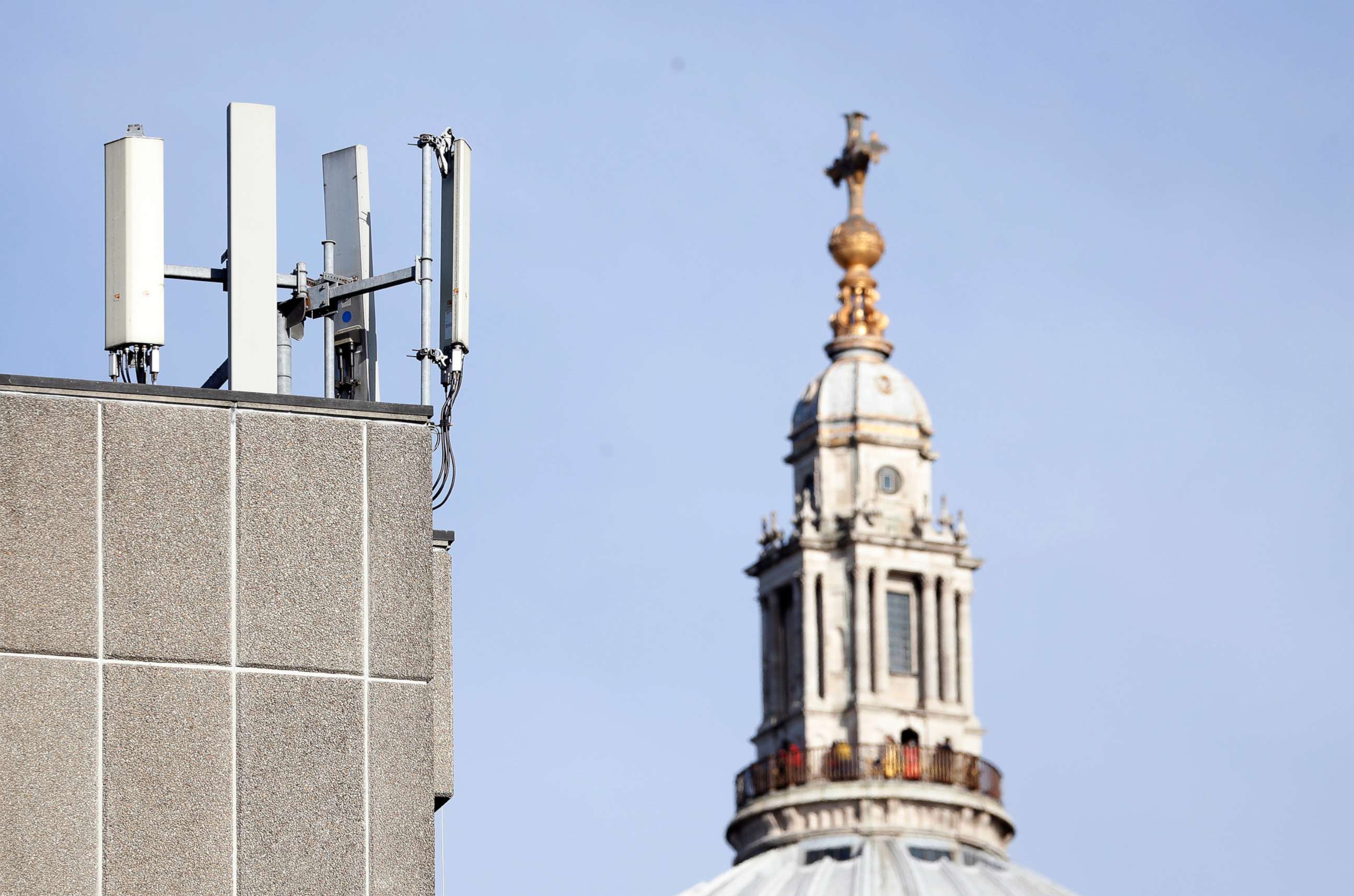 PHOTO: In this Jan 28, 2020 file photo, mobile network phone masts are visible in front of St Paul's Cathedral in the City of London.