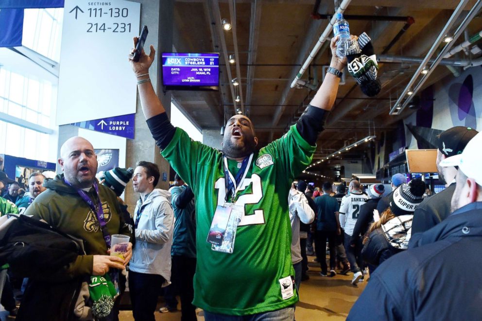  A Philadelphia Eagles fan reacts prior to Super Bowl LII against the New England Patriots at U.S. Bank Stadium in Minneapolis, Feb. 4, 2018.
					