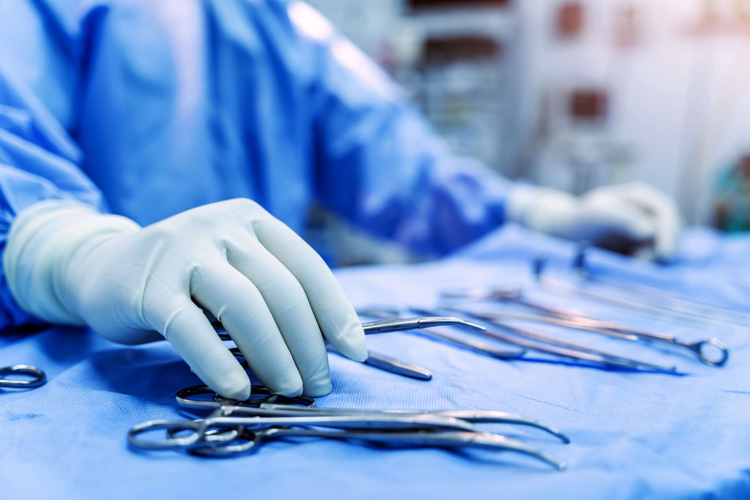 PHOTO: Stock photo of surgical instruments being prepped for use.