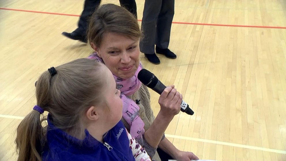 PHOTO: Talia Duff's mother, Jocelyn Duff, visited Ipswich Middle School Jan. 3 to share the news with classmates.