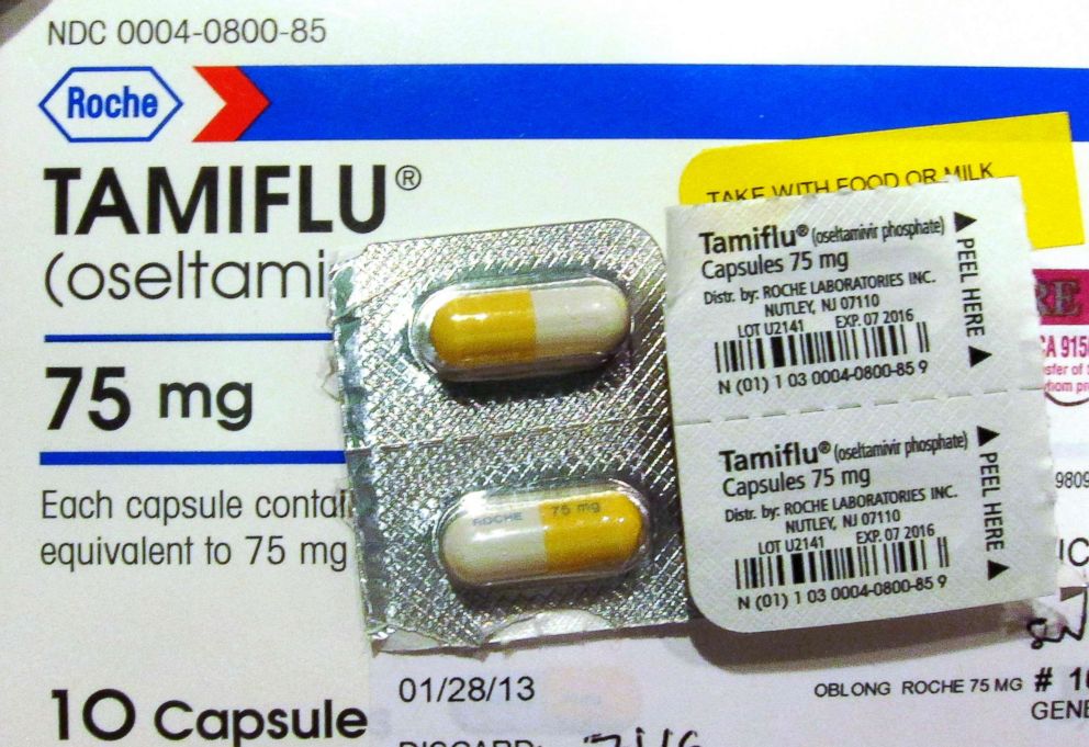 PHOTO: Four capules of Tamiflu are pictured on a Tamiflu box in Burbank, Calif., Jan. 31, 2013.