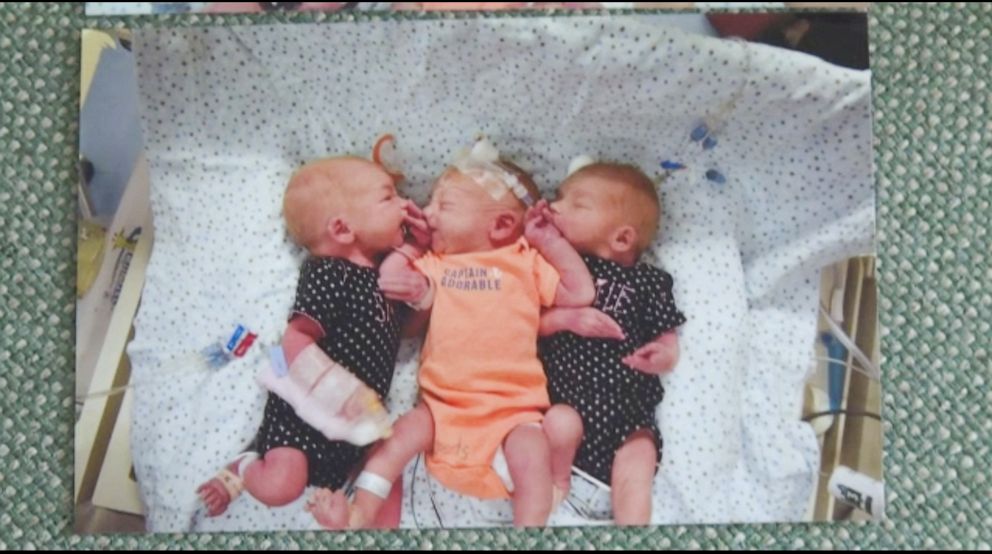 PHOTO: Dannett Giltz went to the hospital thinking she had kidney stones, but instead found out she was pregnant with triplets.
