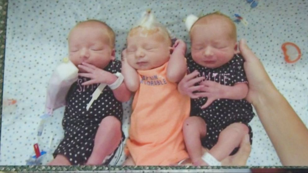 newborn triplets in hospital