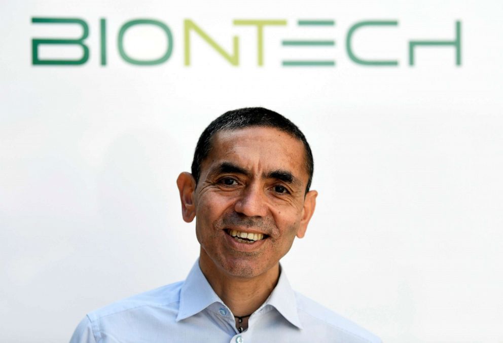 PHOTO: Ugur Sahin, CEO and co-founder of German biotech firm BioNTech, is interviewed by journalists in Marburg, Germany, Sept. 17, 2020.