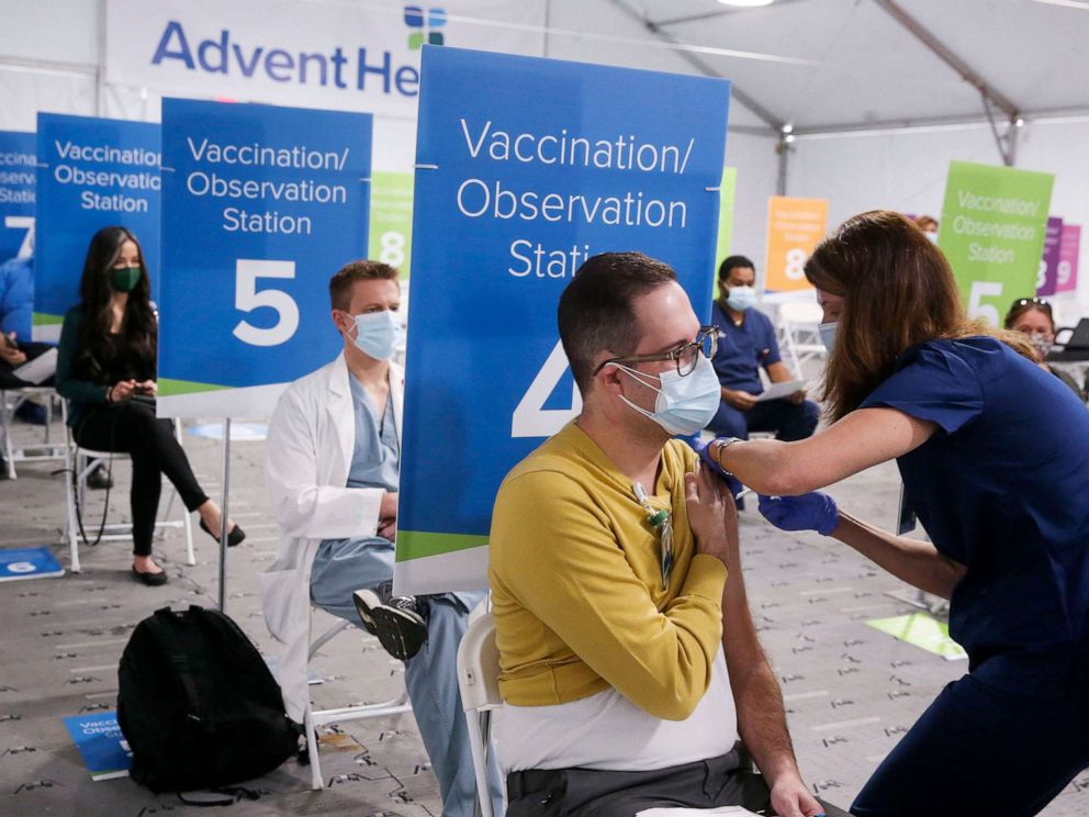 PHOTO: AdventHealth Tampa began vaccinating team members at highest risk of exposure to COVID-19, Tampa Bay, Fla., Dec. 16, 2020.