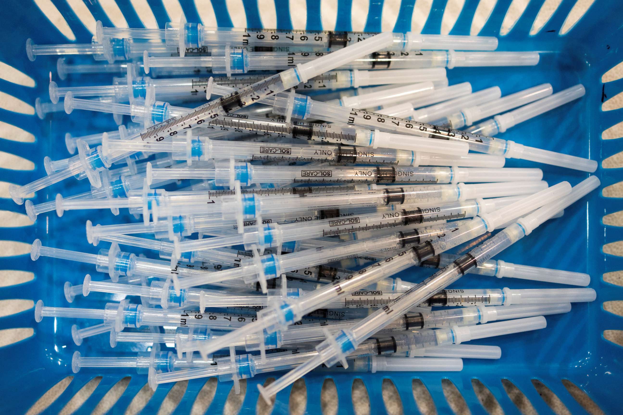 PHOTO: Doses of the Pfizer-BioNTech vaccine against COVID-19 are pictured at a booster clinic for 12- to 17-year-olds in Lansdale, Pa., Jan. 9, 2022.