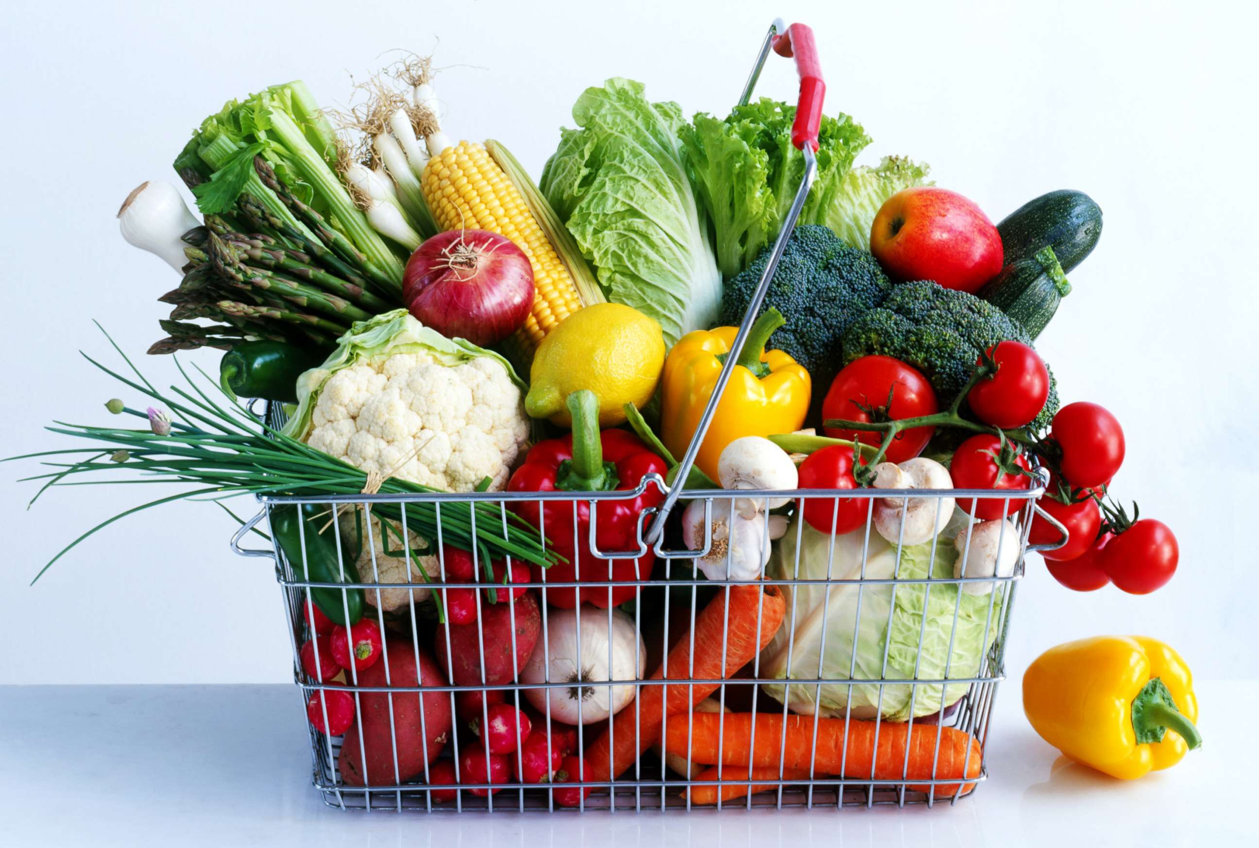 PHOTO: Assorted vegetables in a shopping basket are pictured in this undated stock photo.