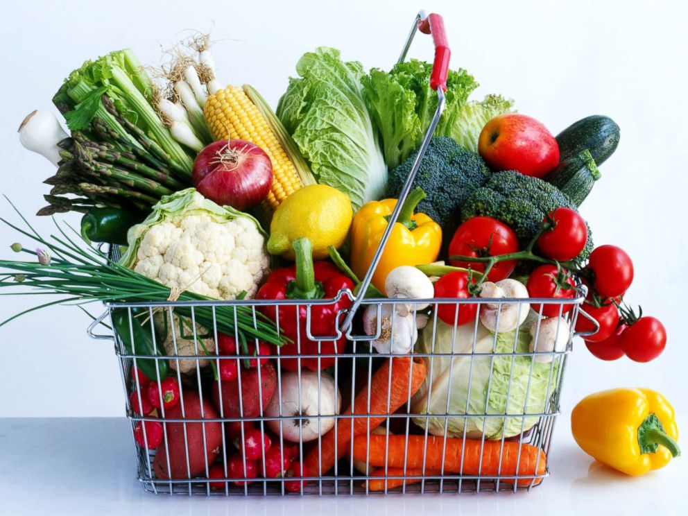 PHOTO: Assorted vegetables in a shopping basket are pictured in this undated stock photo.