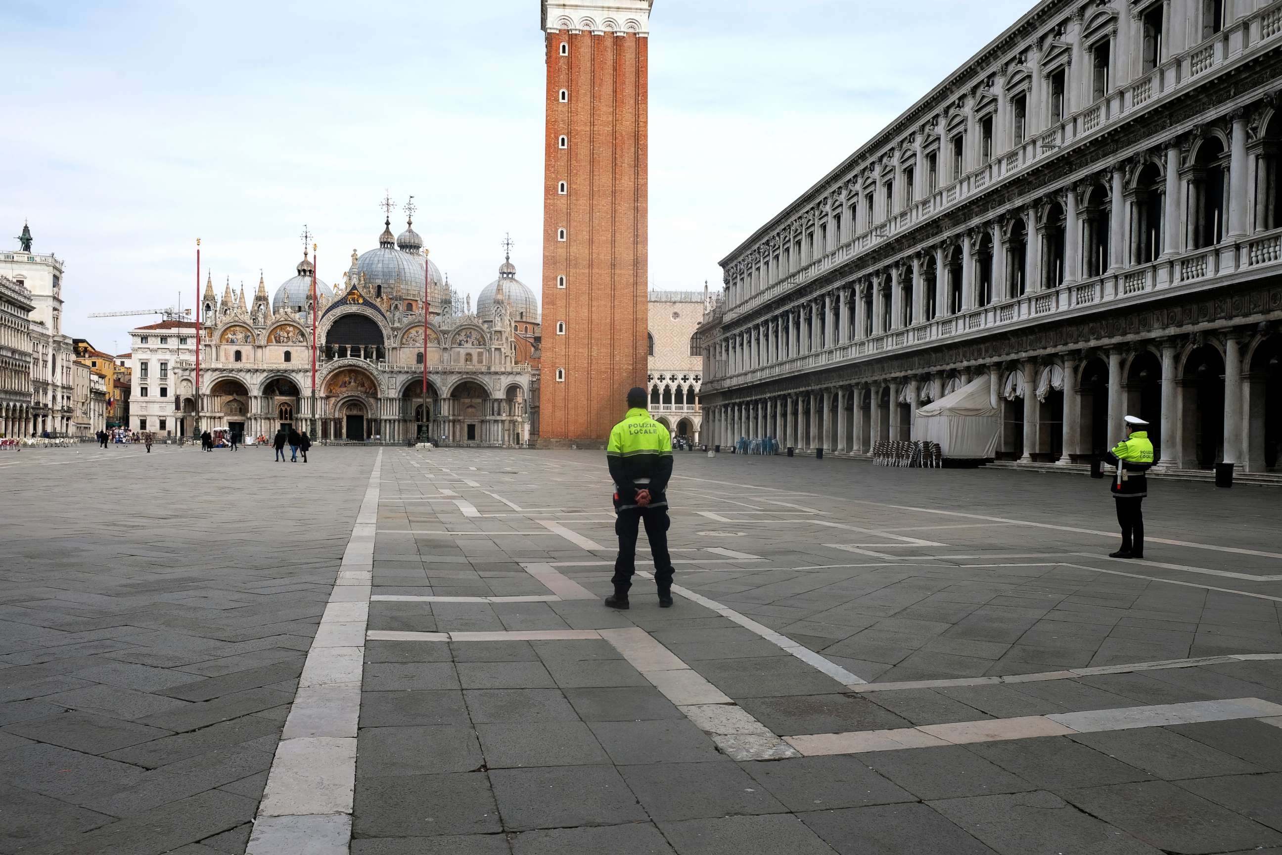 PHOTO: The almost empty St. Mark's Square is seen after the Italian government imposed a virtual lockdown on the north of Italy including Venice to try to contain a coronavirus outbreak, in Venice, Italy, March 9, 2020.