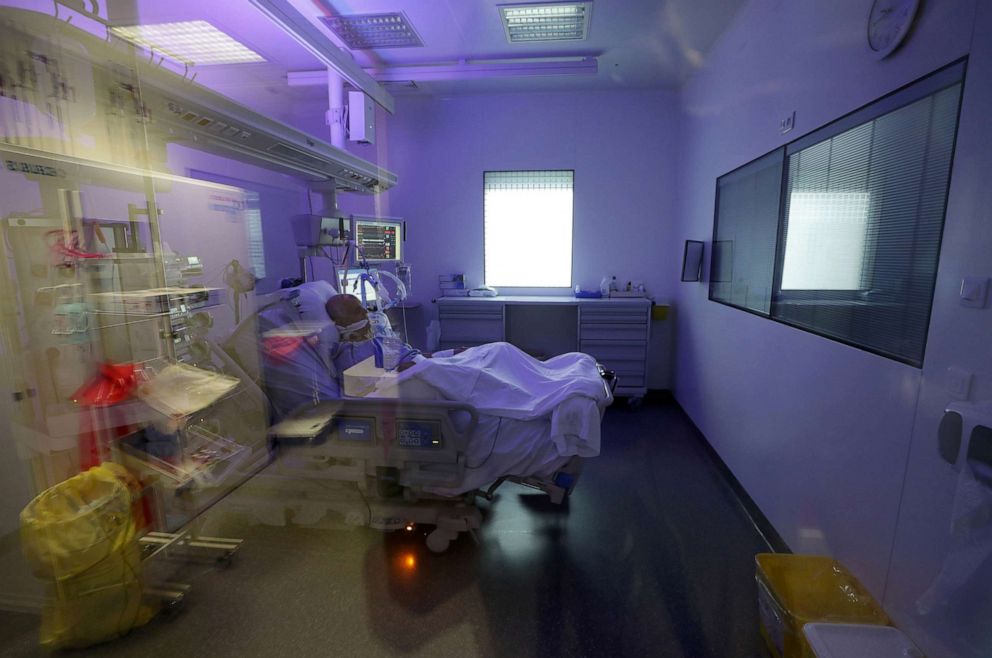 PHOTO: A patient suffering from the coronavirus disease (COVID-19) is treated in the Intensive Care Unit (ICU) at the Hopital Europeen hospital in Marseille, France, September 8, 2020. 