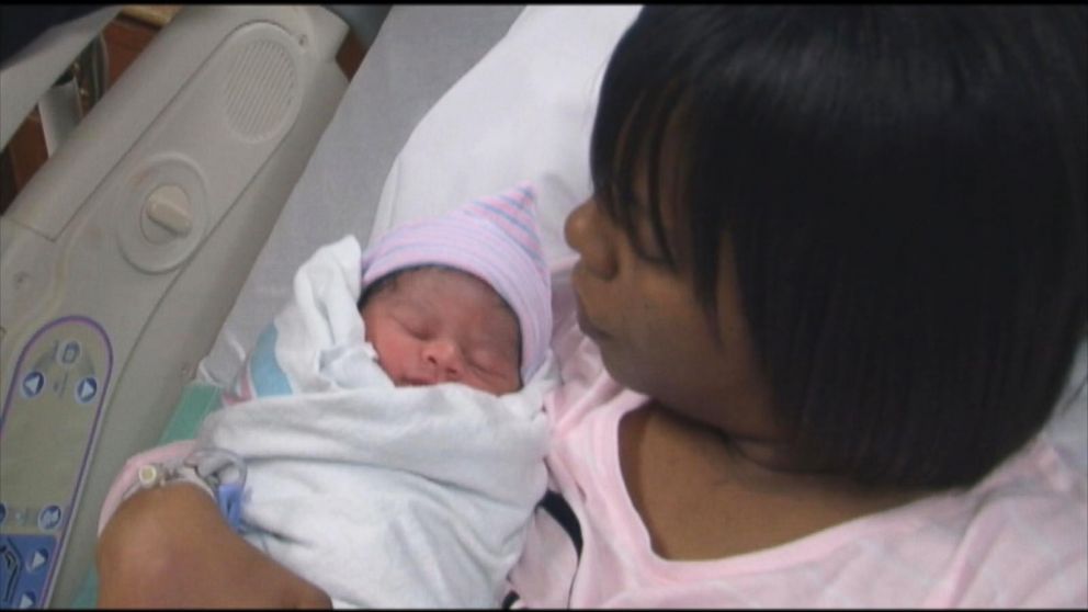 PHOTO: Autumn Stover is held by her mother Qiana Stover shortly after she was born on Jan. 1, 2015.