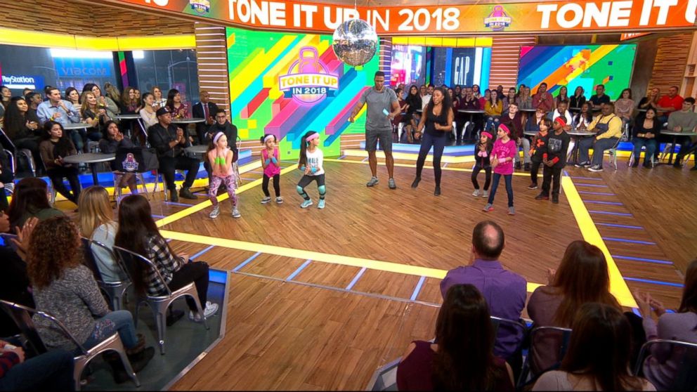 Celebrity trainer Latreal Mitchell shares exercises for kids on "Good Morning America," Jan. 12, 2018.