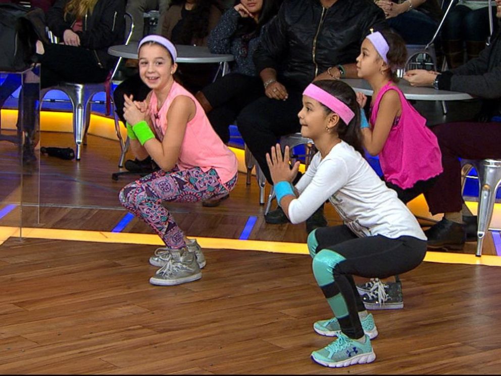 PHOTO: Kids perform workout moves from celebrity trainer Latreal Mitchell on Good Morning America, Jan. 12, 2018.