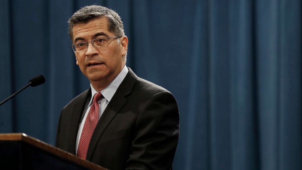 PHOTO: California Attorney General Xavier Becerra speaks during a press conference at the California State Capitol on March 7, 2018, in Sacramento, Calif. 