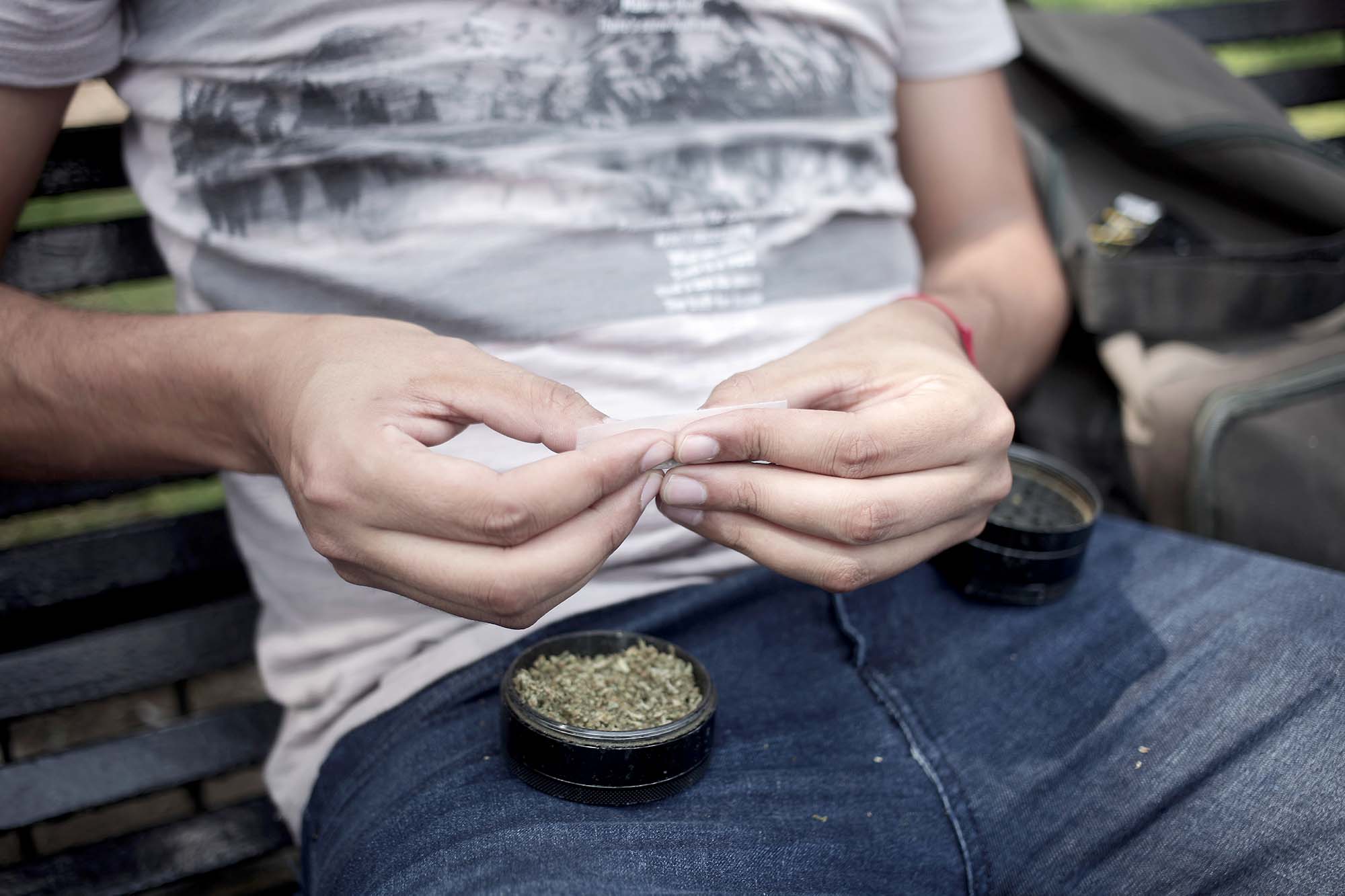 PHOTO: A marijuana cigarette is prepared in a public square in Guadalajara, Mexico, Aug. 12, 2021.