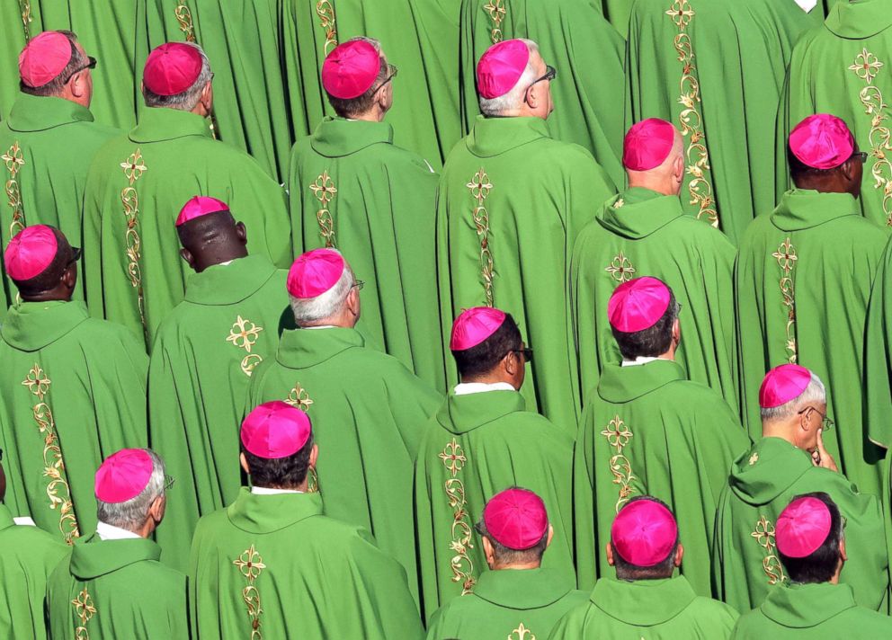 PHOTO: Bishops attend a mass for the opening of a synodal meeting in Saint Peter's square, at the Vatican, Oct. 3, 2018.