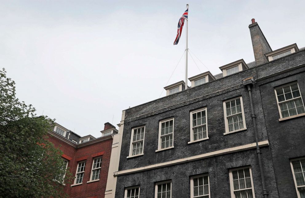 PHOTO: The upper stories of number 11 Downing street, where Britain Prime Minister Boris Johnson's flat is thought to be located in London, April 28, 2021.  The Prime Minister is under scrutiny about how the redecoration works in his flat were paid for.