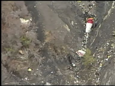 VIDEO: Aerial footage shows wreckage and debris scattered in the Alps in southern France.