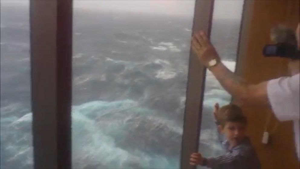 inside cruise ship during storm
