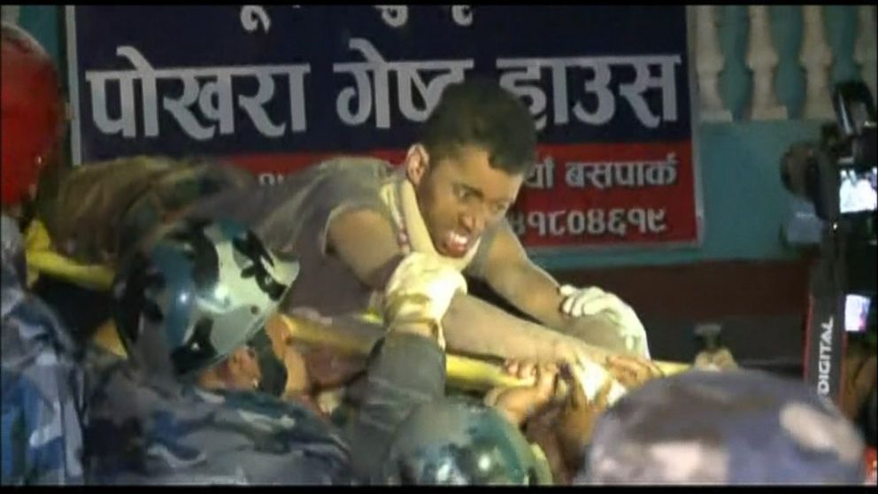 VIDEO: Rishi Kanal was pulled from inside a partially collapsed building in Kathmandu after being trapped for days following the earthquake.
