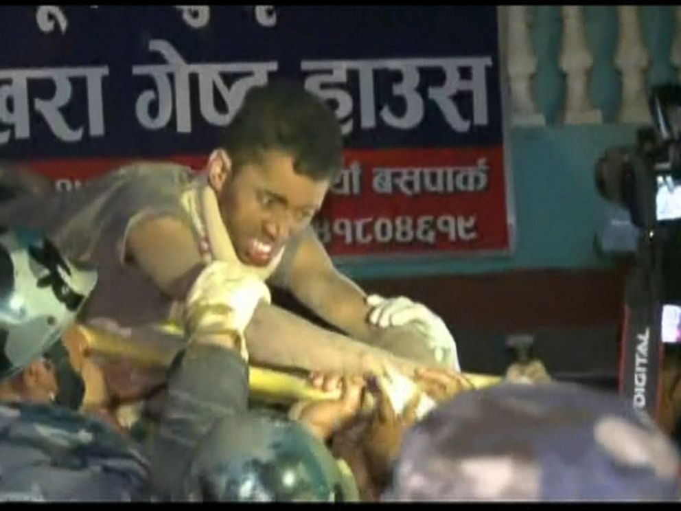 VIDEO: Rishi Kanal was pulled from inside a partially collapsed building in Kathmandu after being trapped for days following the earthquake.