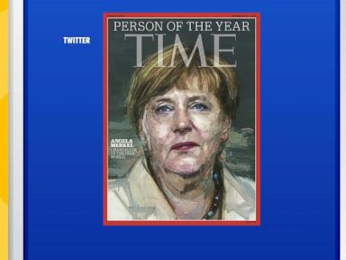 VIDEO: The German chancellor was recognized for her leadership on issues including the Greek debt crisis.