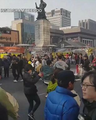 VIDEO: People celebrate the impeachment of South Korea's president in the streets