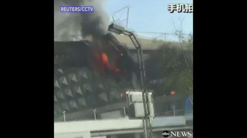 Shanghai Soccer Stadium Catches Fire Video Abc News