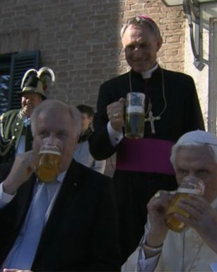 Benedict XVI, who resigned as pope in 2013, has celebrated his 90th birthday with a mug of beer and visitors from his native Germany