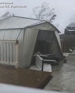 A shed blew away during powerful winds caused by Hurricane Irma in St. Thomas.