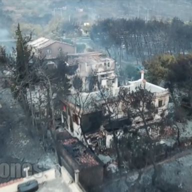 VIDEO: At least 50 are dead after twin forest fires have ripped through seaside Greece.