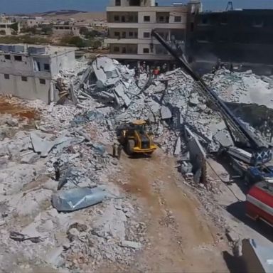 VIDEO: The explosion happened on Sunday morning in the town of Sarmada, when a weapons depot in the basement of an apartment building detonated, according to the U.K.-based Syrian Observatory for Human Rights.