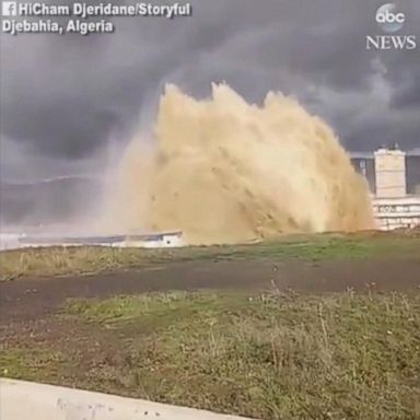 VIDEO: A water pipe in Algeria burst on Tuesday, creating a huge fountain in the town of Djebahia.