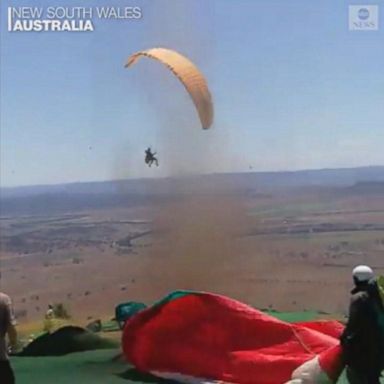 VIDEO: Terrifying footage captures a paraglider being launched into the air by a dust devil that formed suddenly in Australia. Fortunately, no one was injured.