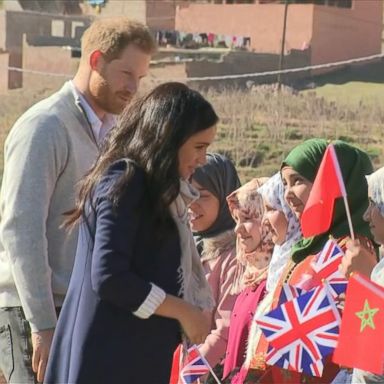 The royal couple paid a visit to a girls boarding house and school in the foothills of the Atlas Mountains.