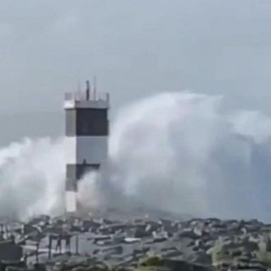 VIDEO: Enormous waves surge over the coast as a major storm moved through Northern Ireland, where winds reached 80 mph in some areas.