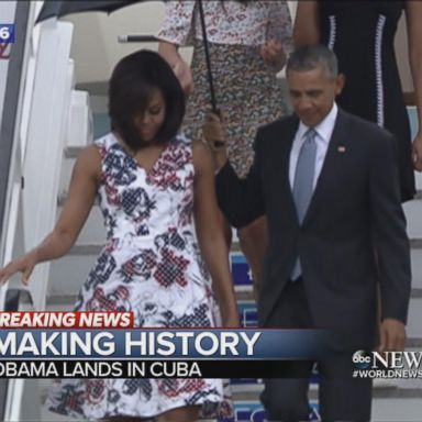 President Barack Obama arrives in Cuba.