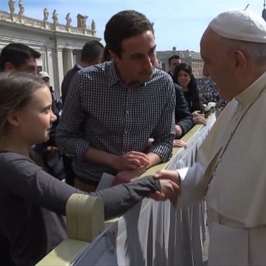 Teenage climate change activist Greta Thunberg met the pope in Rome Wednesday ahead of a youth rally against climate change this week.