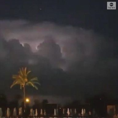 Lightning created an eerie scene as it flashed in a cloud cell in the sky above Marrakech, Morocco.