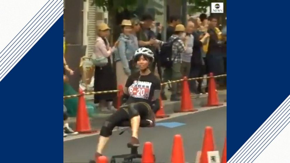 Office Chair Race Takes Over Japanese City Streets Video Abc News