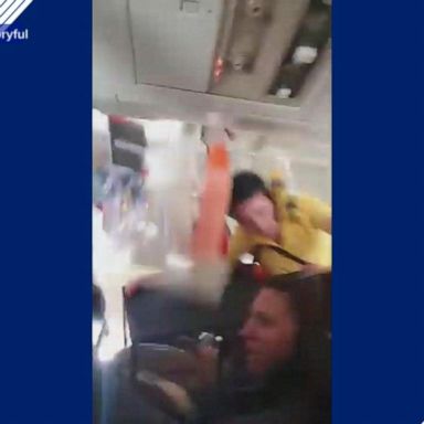 VIDEO: Violent turbulence throws flight attendant into ceiling