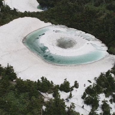 PHOTO: Located at the foot of Mount Hachimantai, in Niseko, the activity at the pond created an illusion of an opening eye. 