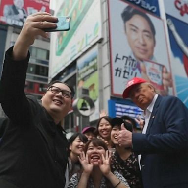 VIDEO: Trump, Kim impersonators greet crowds in Osaka