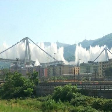 VIDEO: Controlled explosion knocks down remains of collapsed Italian bridge