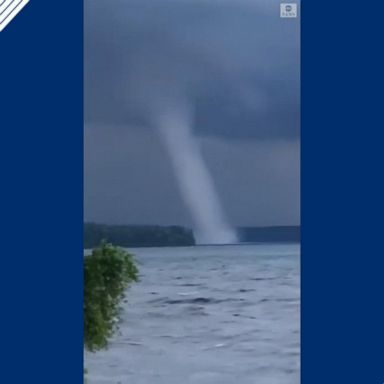 VIDEO: Giant waterspout forms over lake in Canada